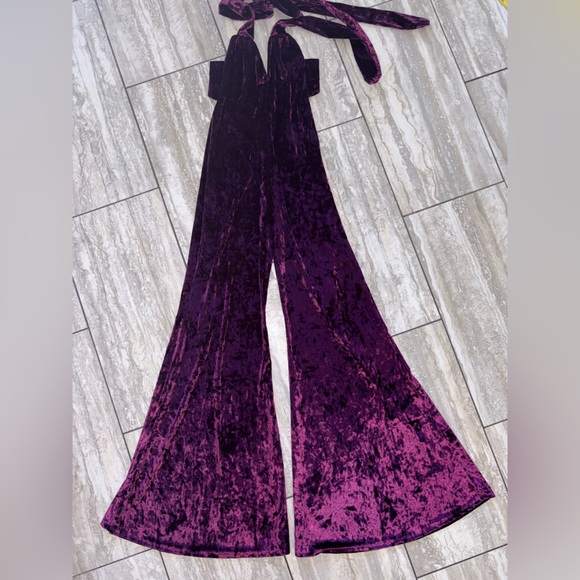Warrior Within Designs Pants - NEW Warrior Within Designs LARGE Women’s Purple Velvet Flare Jumpsuit Onesie